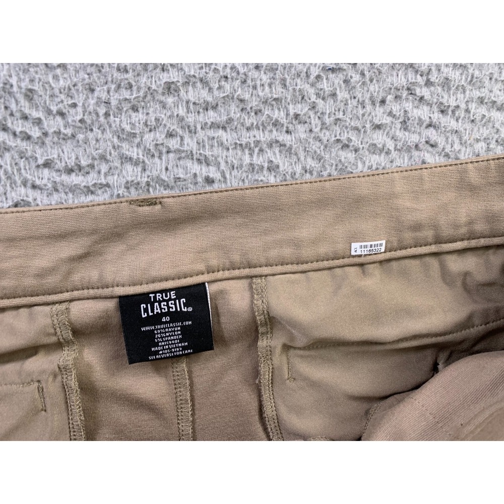 True Classic Pants Mens 40x27 Beige Soft Stretch Comfort Casual Chino - Picture 8 of 13